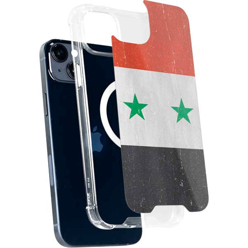 Syria Flag Distressed iPhone 15 Plus MagSafe Case